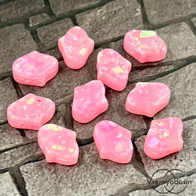 Бусины из смолы , ладонь 12х9х5 мм, цв.  розовый (1 шт.)