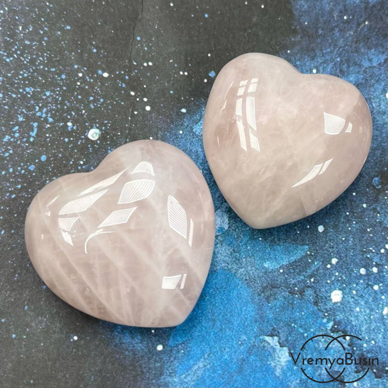Розовый кварц Мадагаскарский, сердце 40х40х20 мм, сувенир из камня (1 шт.)