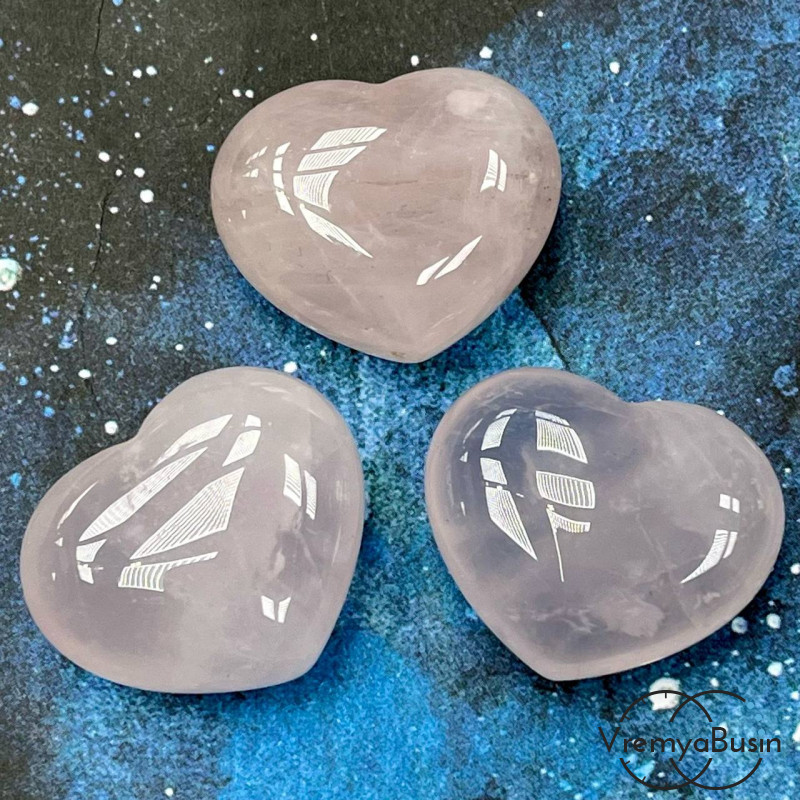 Розовый кварц Мадагаскарский, сердце 30х25х15 мм, сувенир из камня (1 шт.)