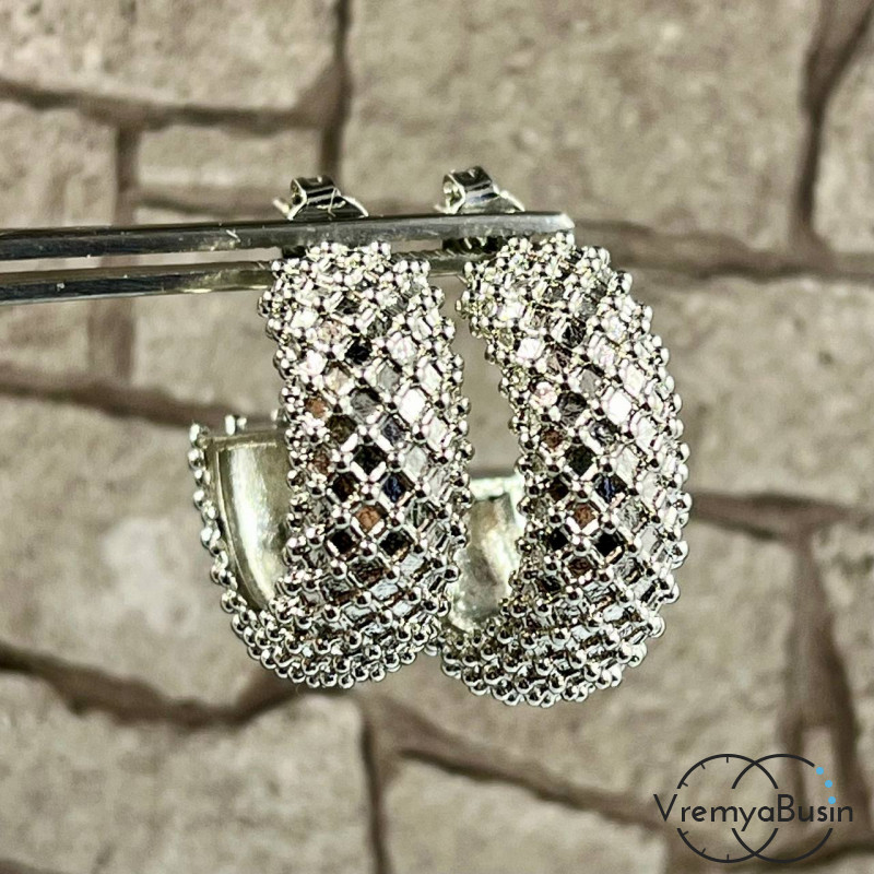 Швензы-гвоздики из латуни с родиевым покрытием, 8х24 мм  (1 пара)