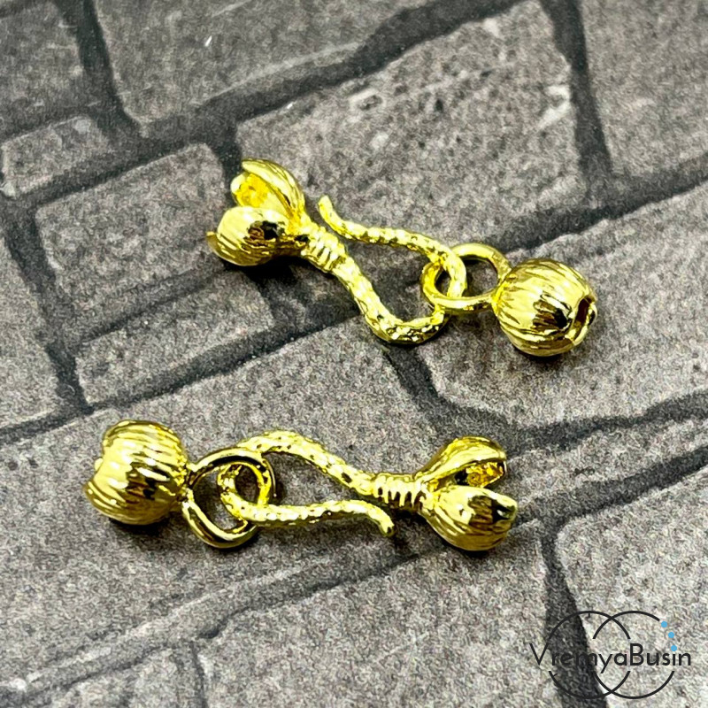 Замок с крючком, 6х9 + 6х15 мм, латунь с позолотой (1 компл.)