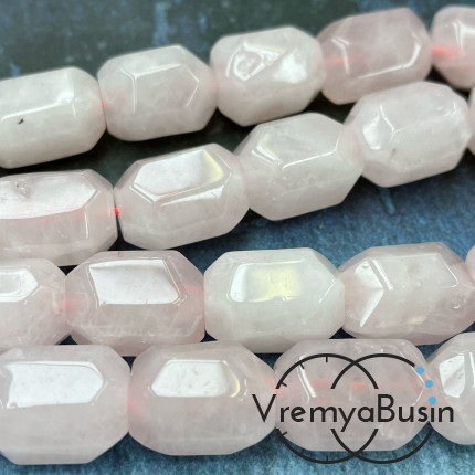 Розовый кварц,   крупные овальные граненые бусины, ок. 20х15 мм  (1/2 нити, ок. 8 шт.)