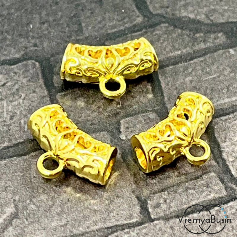 Бейл с петлей, цинковый сплав с позолотой 18К, 14х9 мм (1 шт.)