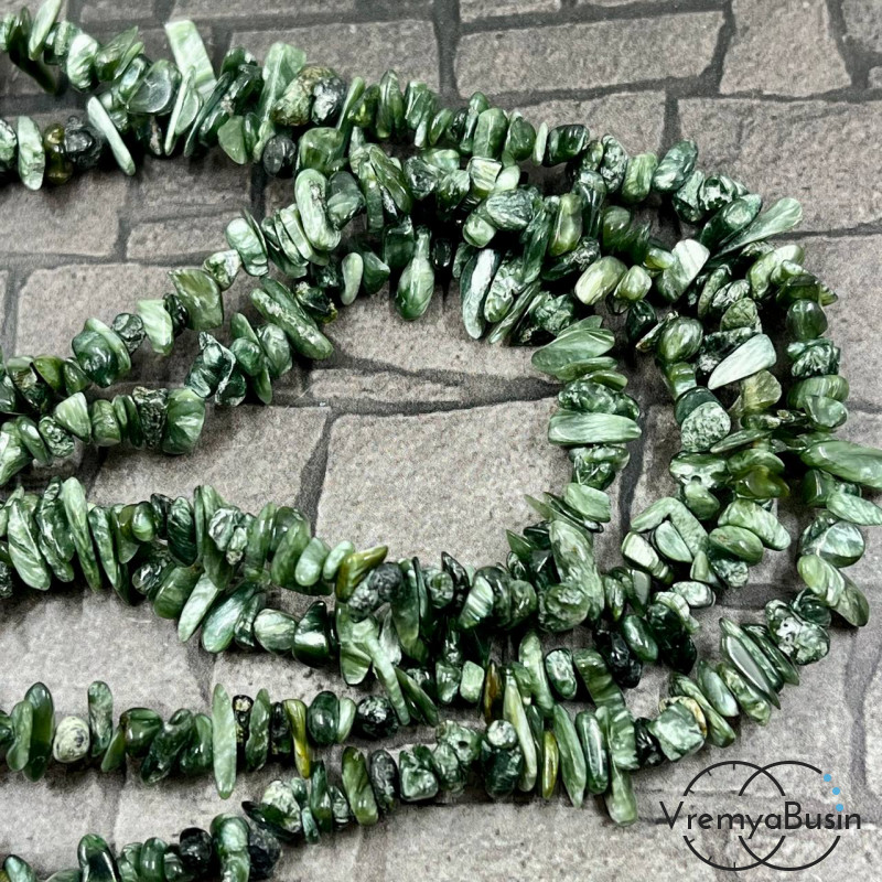 Крошка каменная. Серафинит натур. (нить ок. 80 см.)