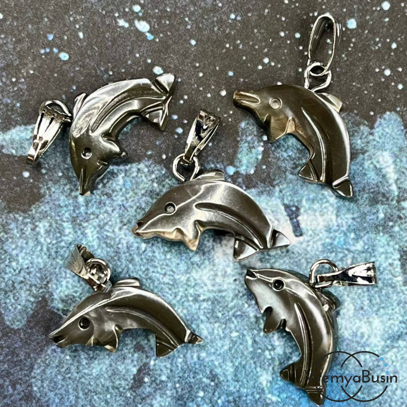 Подвески из серого перламутра, дельфин 18х12  мм (упак. 2 шт.)