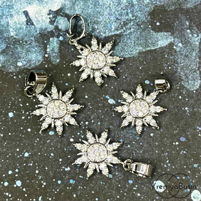 Подвеска «Звезда», 18х14 мм, из латуни с родиевым покрытием и фианитами  (1 шт.)