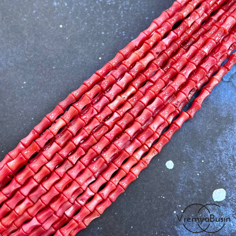 Бусина из перламутра, трубочка 4х8 мм (нить, ок. 45 шт.)