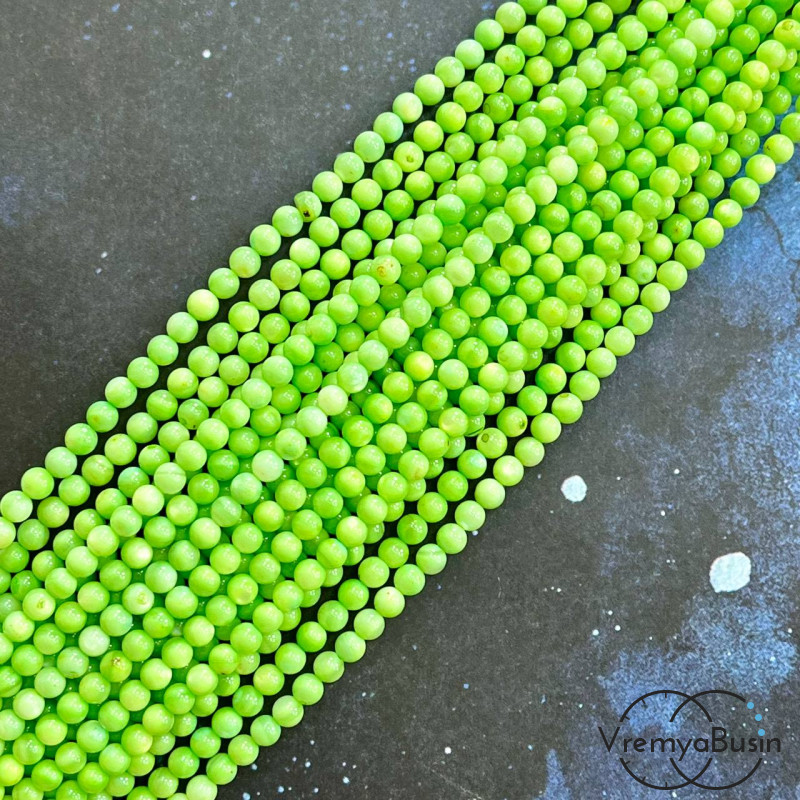 Перламутр цветной, шарик гладкий 4 мм (нить, ок. 90 шт.)