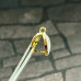 Держатель кулона с эмалью и фианитом, цв. белый, 9х11 мм, латунь с позолотой (1 шт.)