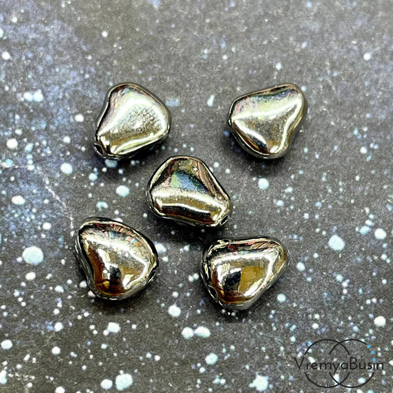 Бусины разделители, 10х8х4 мм, латунь с родиевым покрытием (упак. 5 шт.)