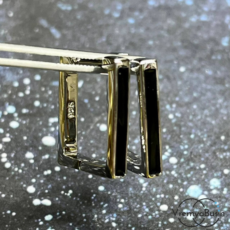 Швензы конго , 14х18 мм, из латуни с эмалью и родиевым покрытием (1 пара)