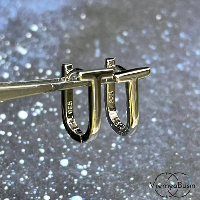 Швензы конго, 14х7 мм,  из латуни с родиевым покрытием (1 пара)