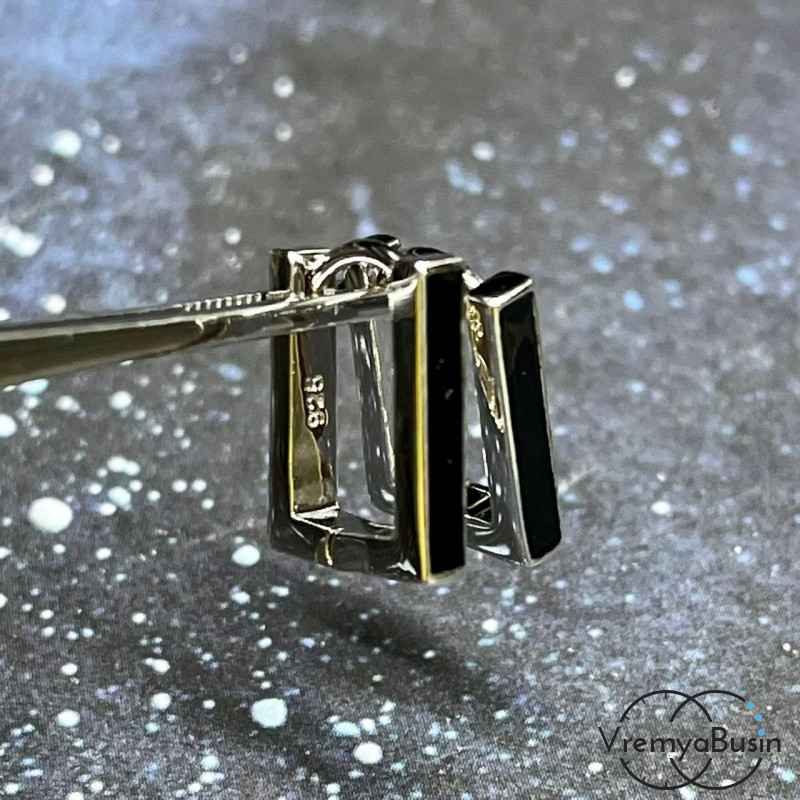 Швензы конго, 10х14 мм,  из латуни с эмалью и  родиевым покрытием (1 пара)