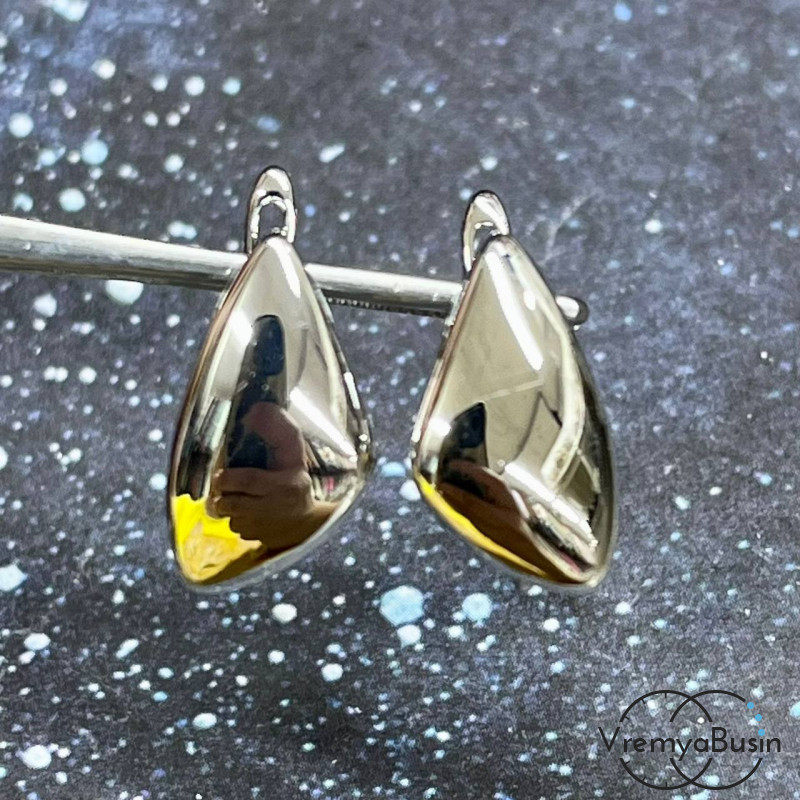 Швензы с английским замком, латунь с родиевым покрытием (1 пара)