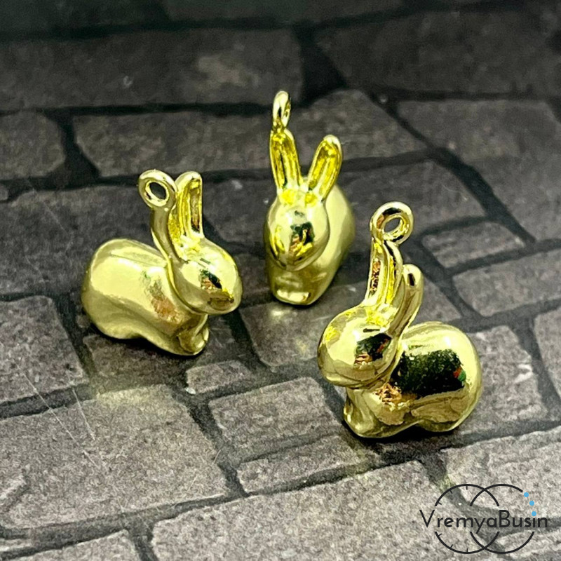 Подвеска из цинкового сплава "Кролик", 20х17 мм, цв. золото (1 шт.) 