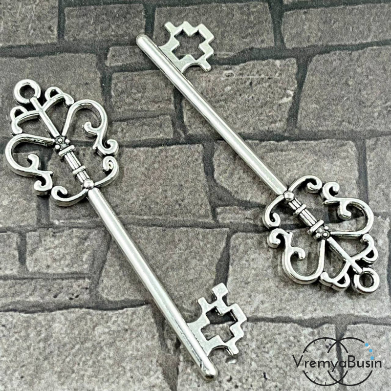 Ключ. Подвеска металлическая, 19х58 мм, цв. серебро (1 шт.)