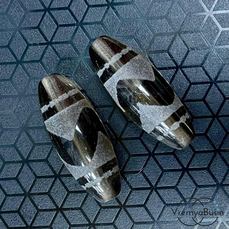 Резная бусина Дзи из раухтопаза, 30х12 мм (1 шт.)