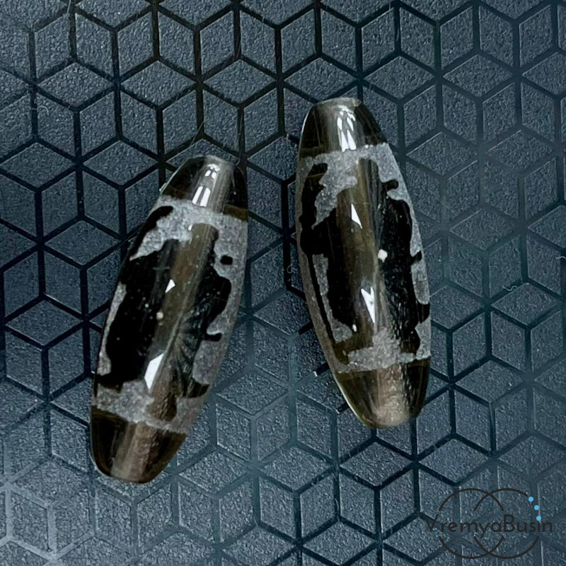 Резная бусина Дзи из раухтопаза "Тара", 30х12 мм (1 шт.)