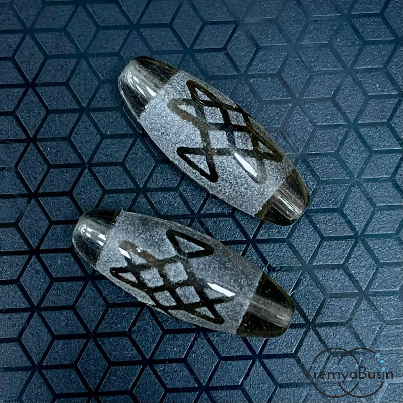 Резная бусина Дзи из раухтопаза "Кельтский узел", 30х12 мм (1 шт.)