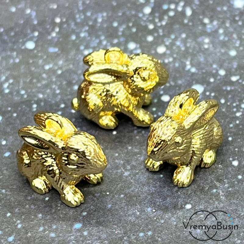 Подвеска "Зайчик", 10х11х5 мм, из латуни с позолотой (1 шт.)