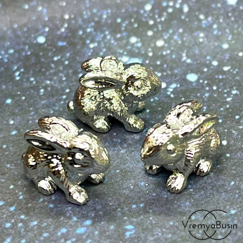 Подвеска "Зайчик", 10х11х5 мм, из латуни с родиевым покрытием (1 шт.)