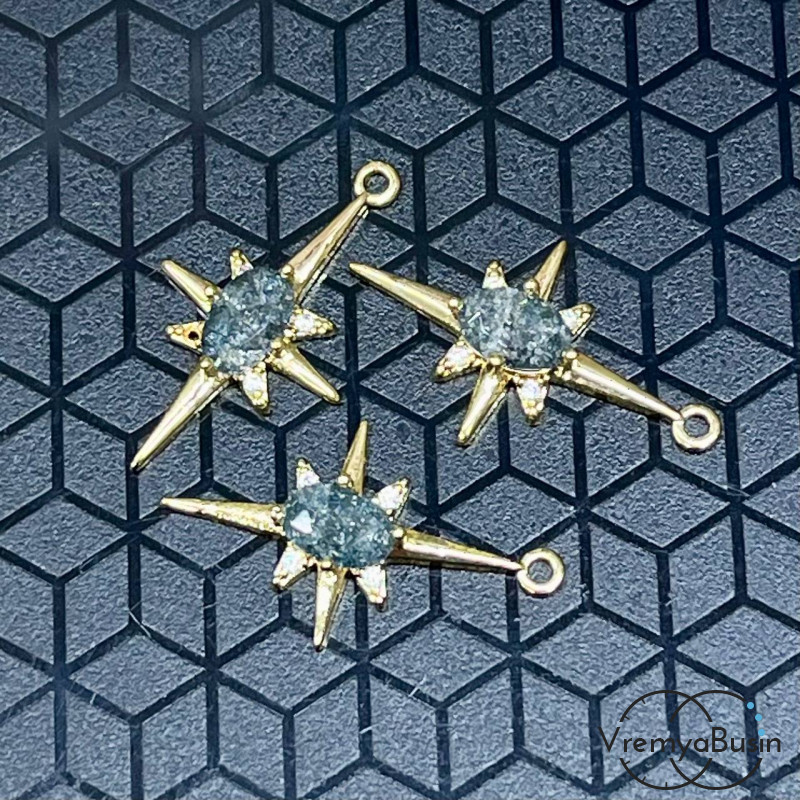 Коннектор "Звезда", 22х12 мм,  латунь с позолотой (упак. 2 шт.)