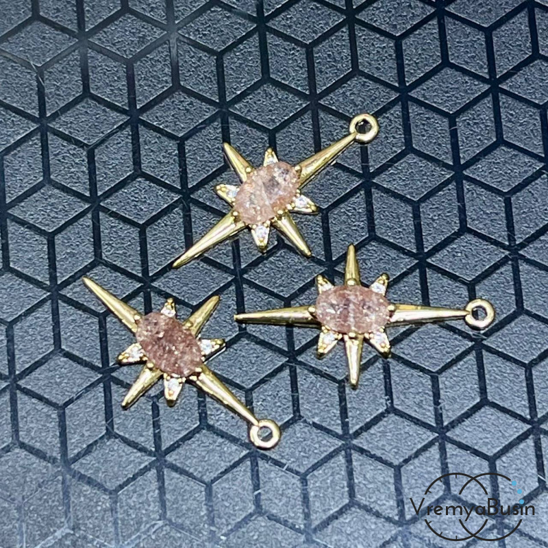 Коннектор "Звезда", 22х12 мм,  латунь с позолотой (упак. 2 шт.)