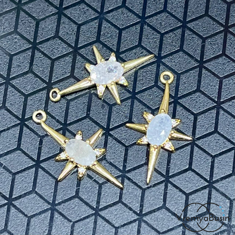 Коннектор "Звезда", 22х12 мм,  латунь с позолотой (упак. 2 шт.)