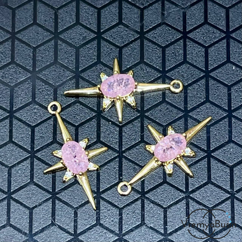 Коннектор "Звезда", 22х12 мм,  латунь с позолотой (упак. 2 шт.)