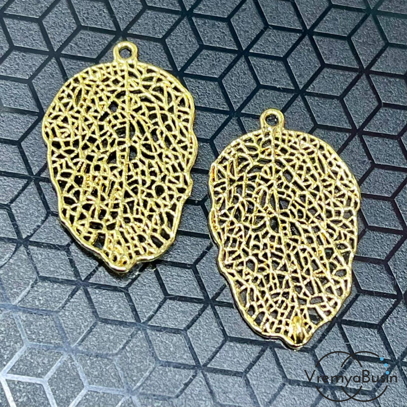 Коннектор "Кружевной лист", 18х21 мм,  латунь с позолотой (упак. 2 шт.)