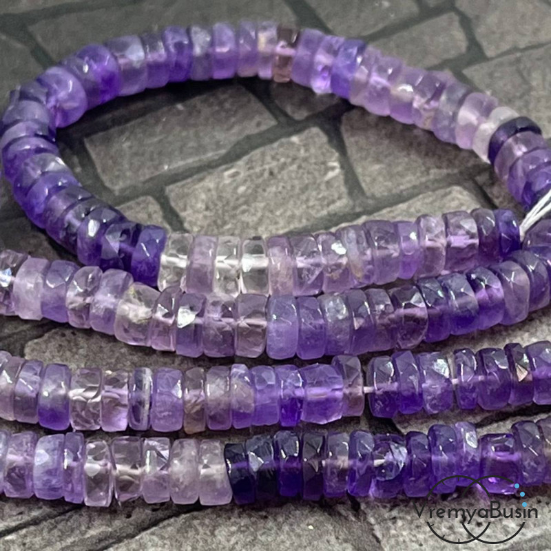 Аметист, бусины чипсы граненые, 6-7 мм (упак. 10 шт.) 