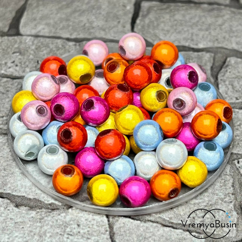 Бусины акриловые со свечением "Неон", шарики 6 мм, цв.   микс  (упак. 20 шт.)