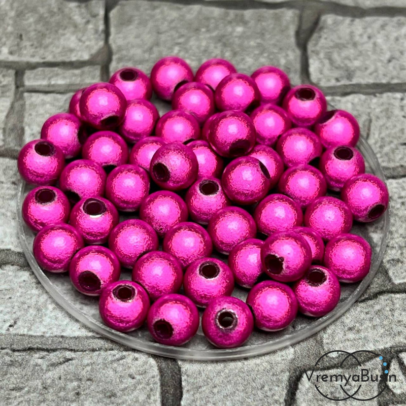 Бусины акриловые со свечением "Неон", шарики 6 мм, цв.  фуксия   (упак. 20 шт.)