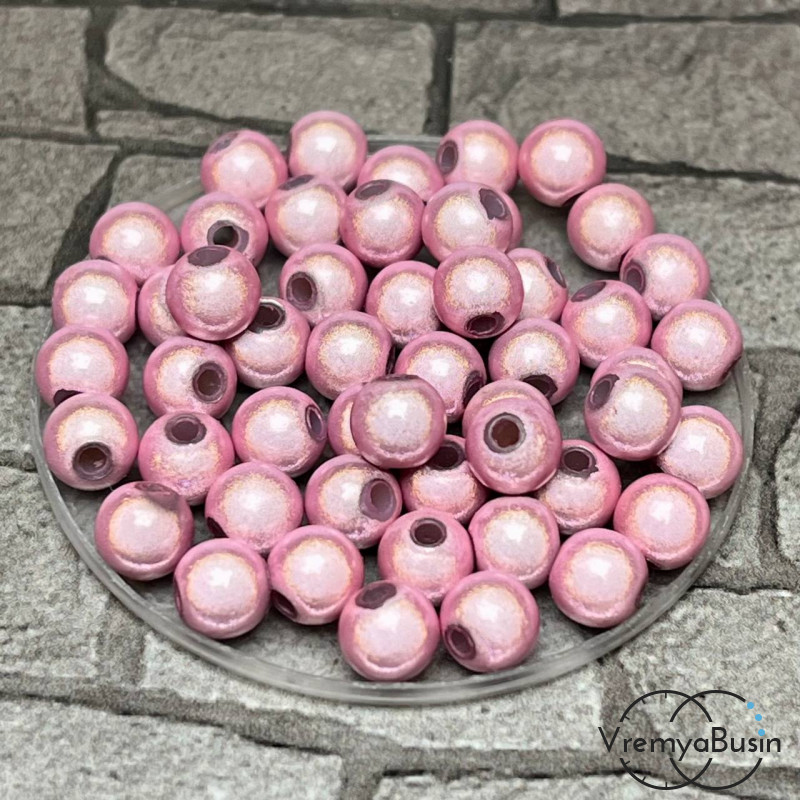 Бусины акриловые со свечением "Неон", шарики 6 мм, цв.   розовый  (упак. 20 шт.)