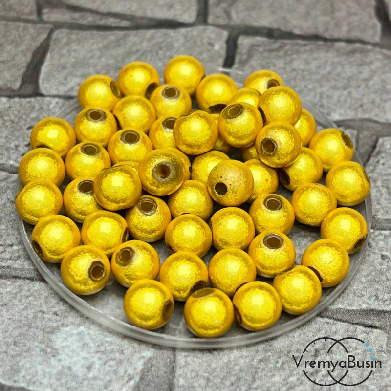 Бусины акриловые со свечением "Неон", шарики 6 мм, цв.  желтый   (упак. 20 шт.)