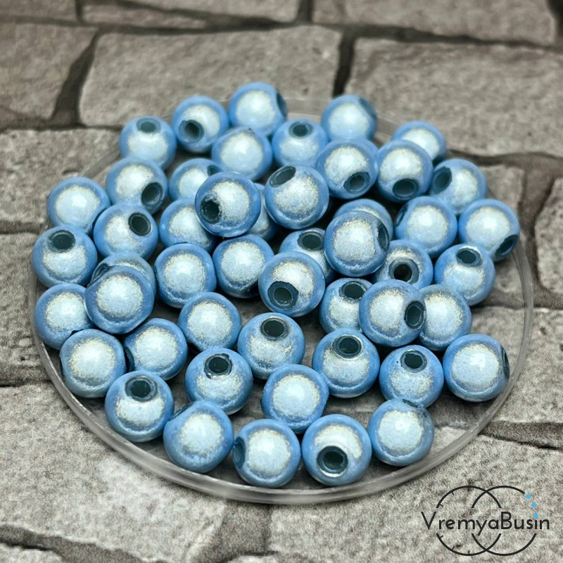 Бусины акриловые со свечением "Неон", шарики 6 мм, цв.  голубой   (упак. 20 шт.)