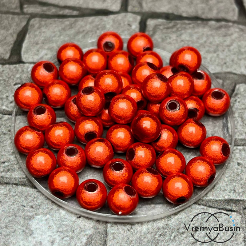 Бусины акриловые со свечением "Неон", шарики 6 мм, цв.  красный   (упак. 20 шт.)