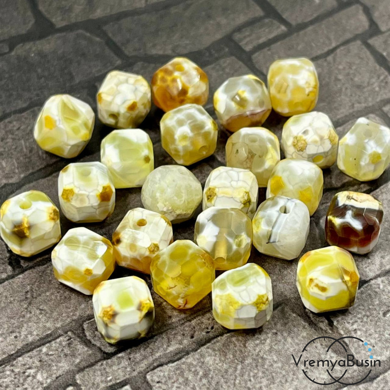 Агат черепаховый, кубик 9х9 мм с микроогранкой ювелирн.качества ( шт.)