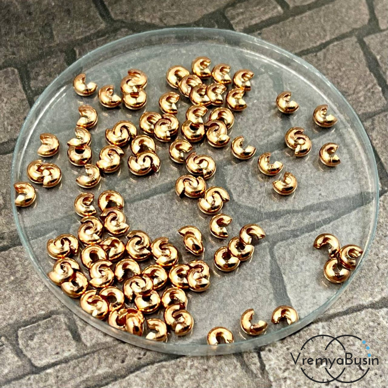 Покрытие для кримпов, 2х4 мм цв. РОЗОВОЕ ЗОЛОТО (упак. 20 шт.)