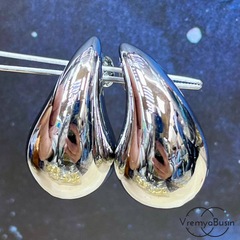 Швензы-гвоздики "Капля", 18х32 мм, из латуни с родиевым покрытием (1 пара)