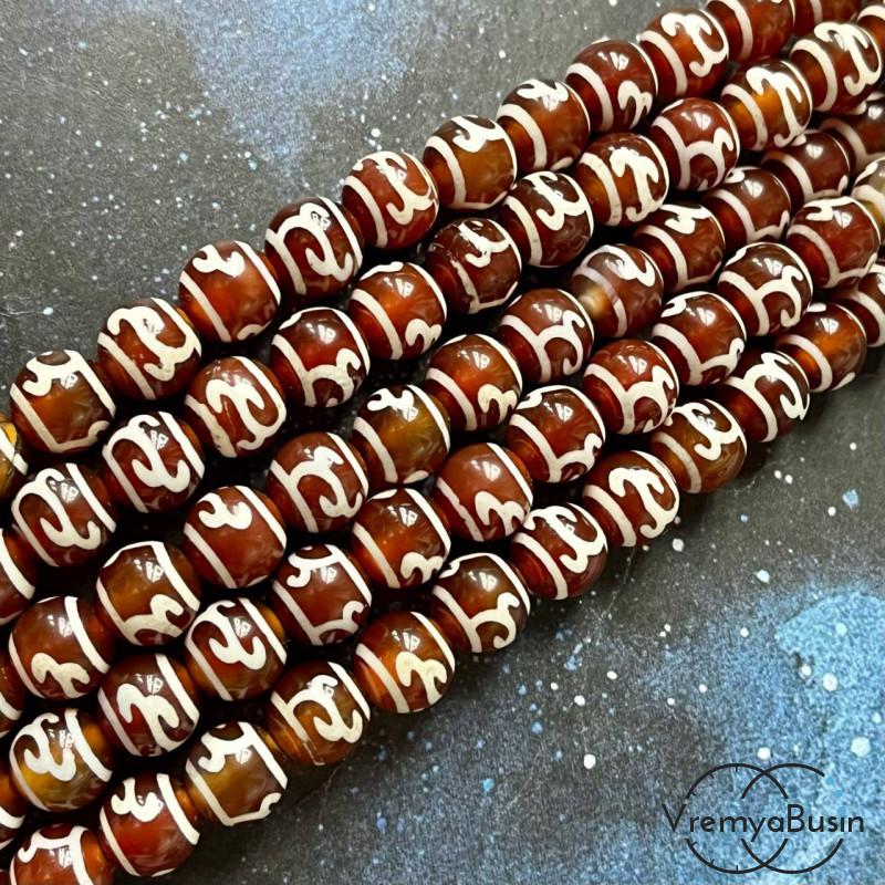 Бусины дзи из сердолика "Зеленая тара", шарик гладкий 8 мм (1/2 нити, ок. 24 шт.)