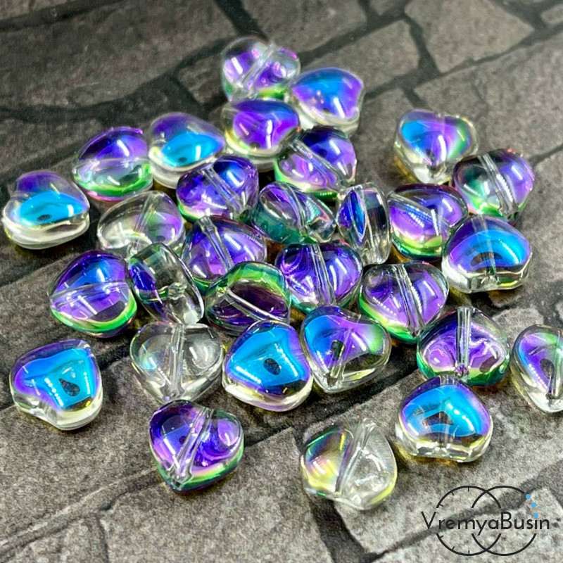 Бусины из гладкого стекла, сердце 8 мм  (1 шт.)