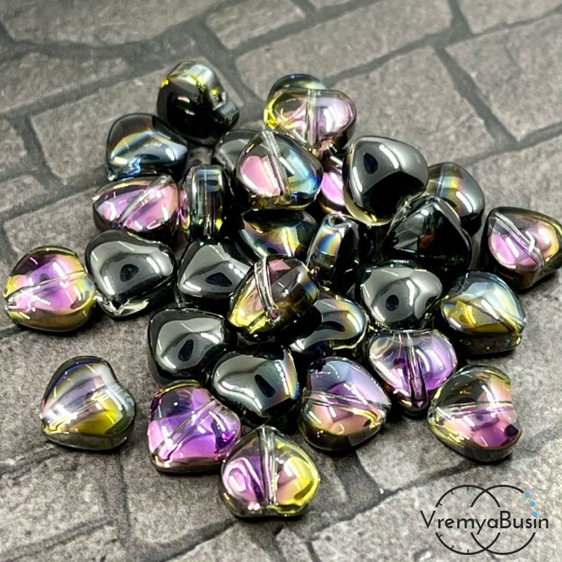 Бусины из гладкого стекла, сердце 8 мм  (1 шт.)