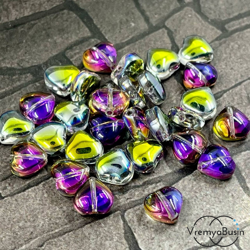 Бусины из гладкого стекла, сердце 8 мм  (1 шт.)