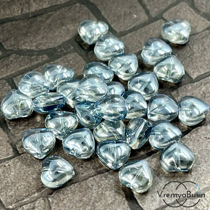 Бусины из гладкого стекла, сердце 8 мм  (1 шт.)