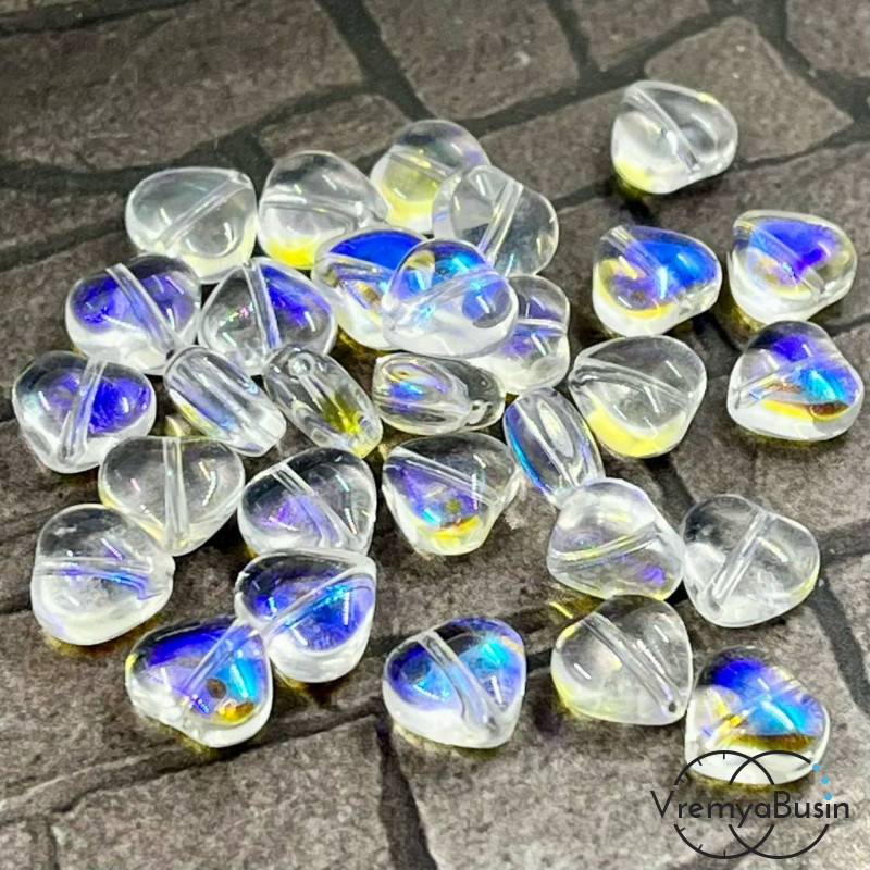 Бусины из гладкого стекла, сердце 8 мм  (1 шт.)