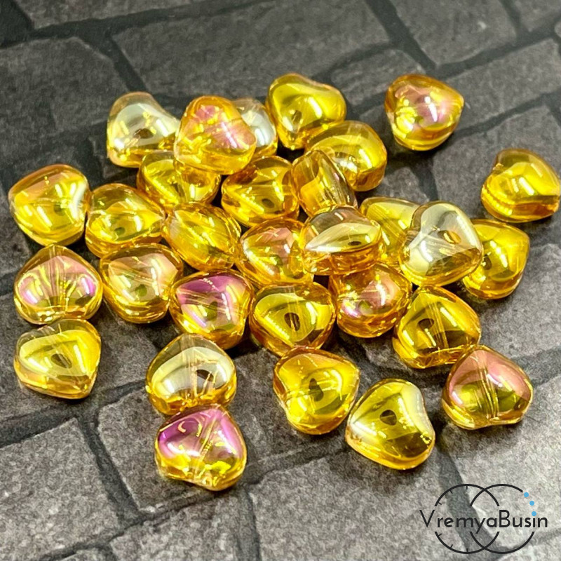 Бусины из гладкого стекла, сердце 8 мм  (1 шт.)