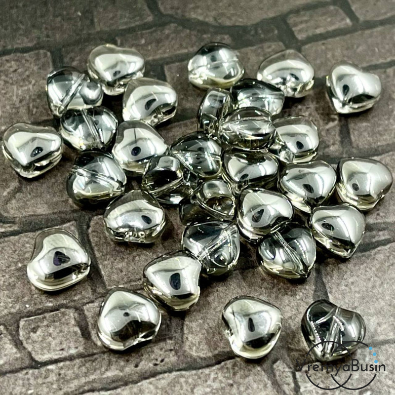 Бусины из гладкого стекла, сердце 8 мм  (1 шт.)
