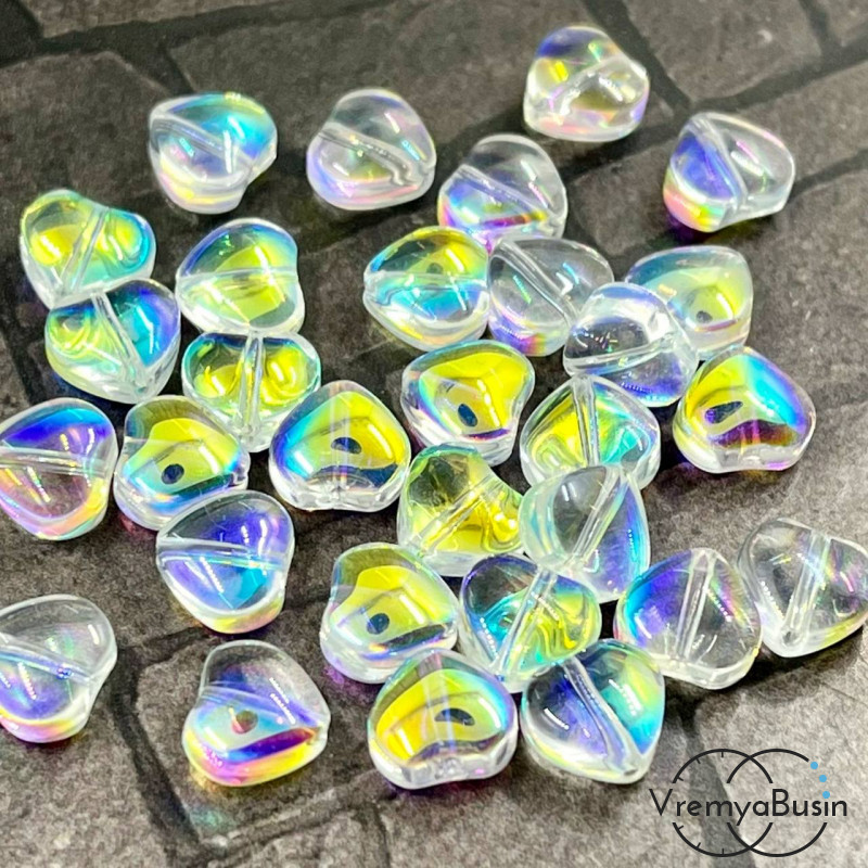 Бусины из гладкого стекла, сердце 8 мм  (1 шт.)