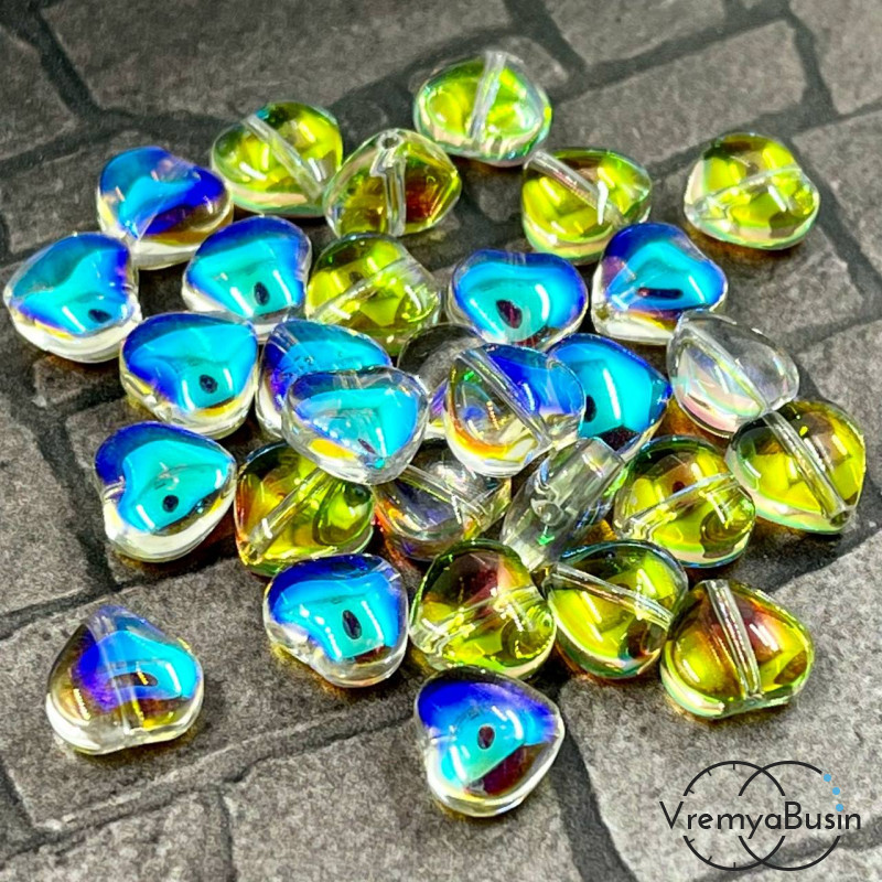 Бусины из гладкого стекла, сердце 8 мм  (1 шт.)